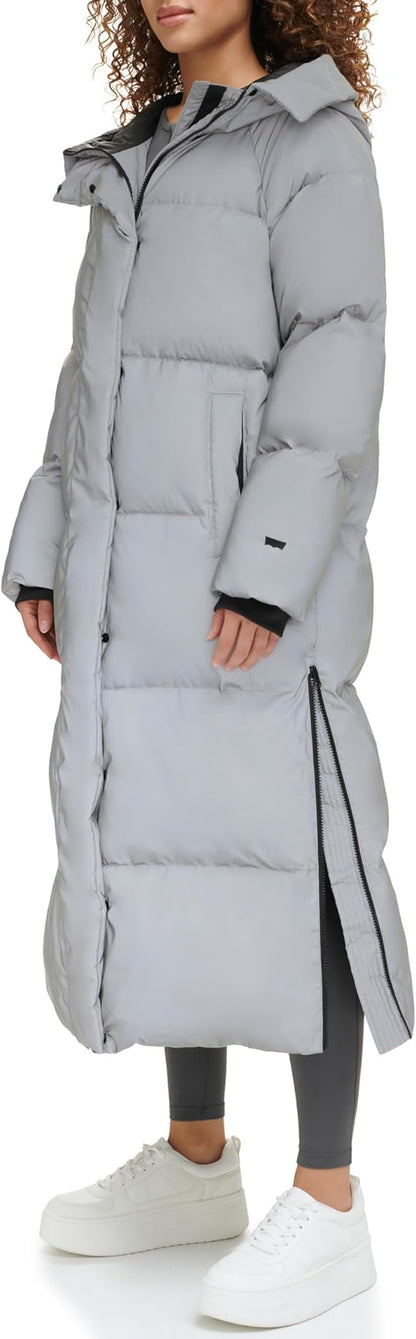 Womens Extra Long Parka Jacket, Medium Gray