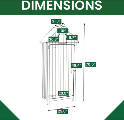 Vertical Outdoor Storage Shed with Shelf and Lock - 8.7 cu. ft. for Tools and Garden Supplies