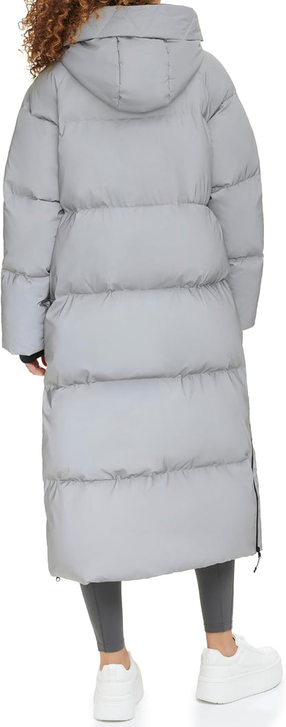 Womens Extra Long Parka Jacket, Medium Gray