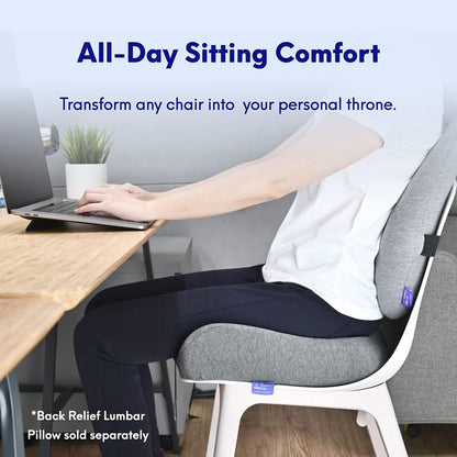Pressure Relief Seat Cushion – Extra-Dense Memory Foam for Hip & Tailbone Support (Light Grey)