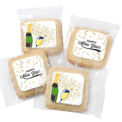 Happy New Year Cookies - Individually Wrapped 2026 Sugar Cookie Treats (24 Pack) for Party Favors