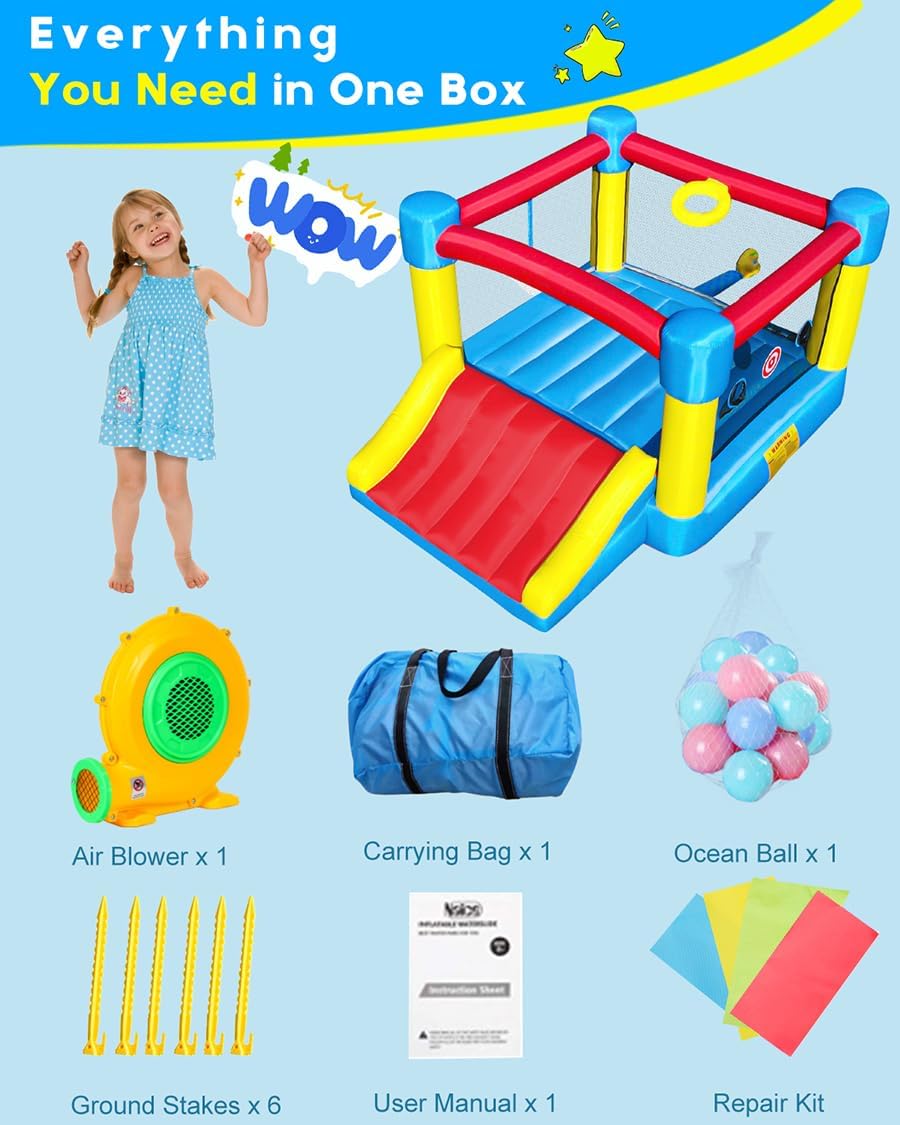 Children’s Inflatable Bounce House with Slide for Indoors and Outdoors