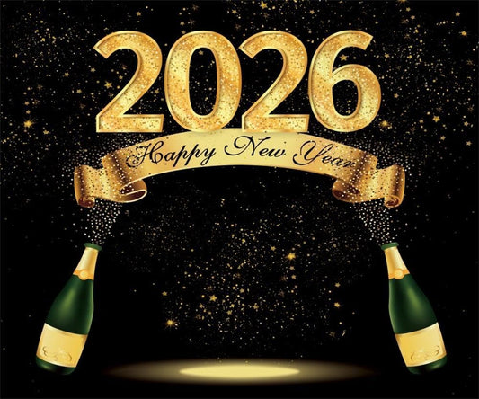 2026 New Year Backdrop – 10x8 FT Fabric Champagne Party Photography Background
