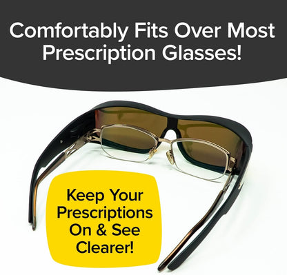 Wrap Arounds HD Polarized Sunglasses: Fits Over Prescription Glasses, Anti-Glare & UV Protection, Unisex