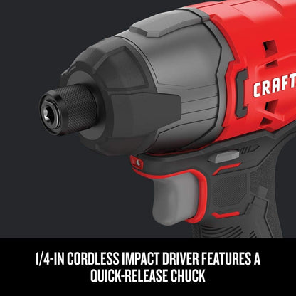 Cordless Drill & Impact Driver Combo Kit with 2 Batteries & Charger