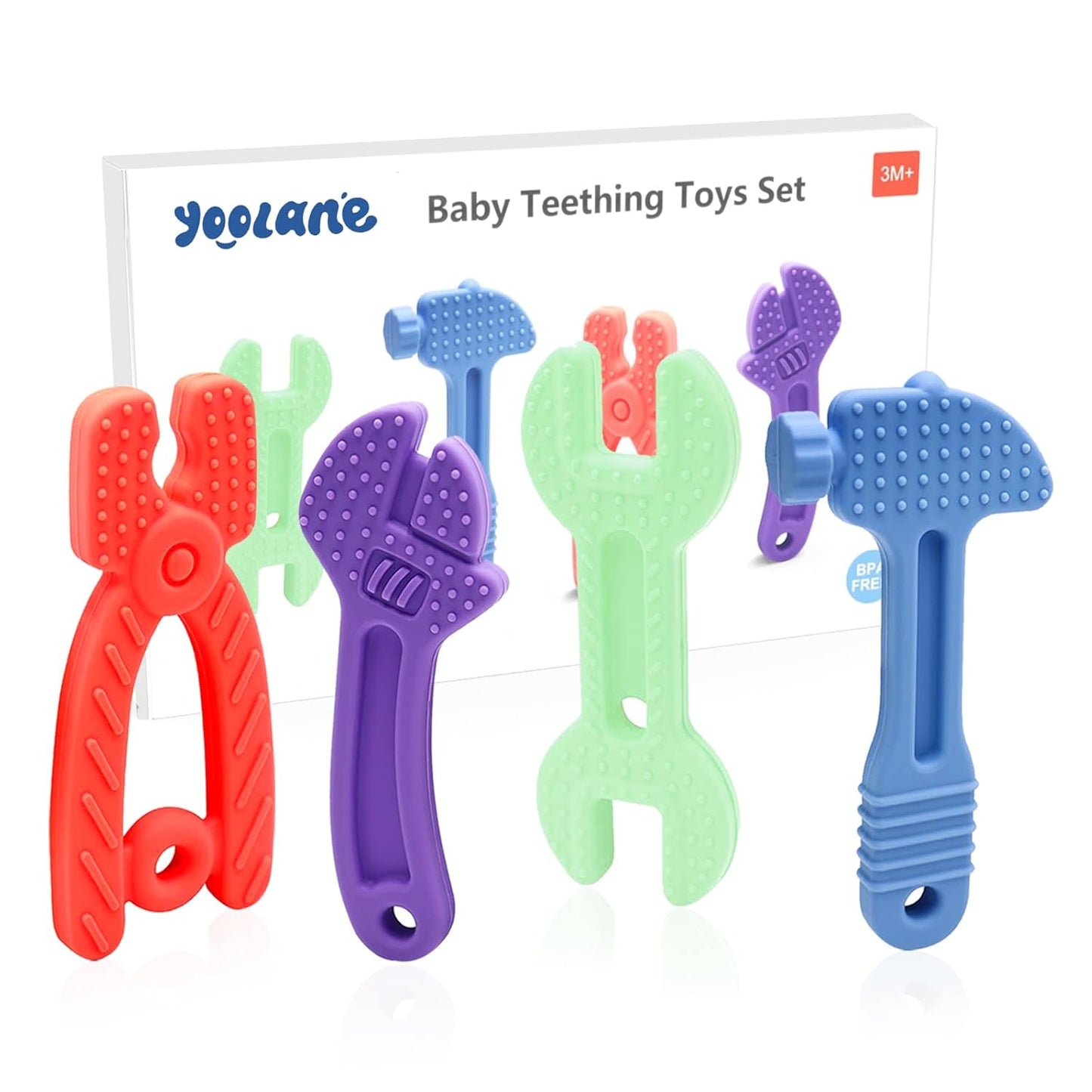Baby Silicone Teething Toy Set – 4-Piece BPA-Free Chew Tools for Infants (3+ Months)