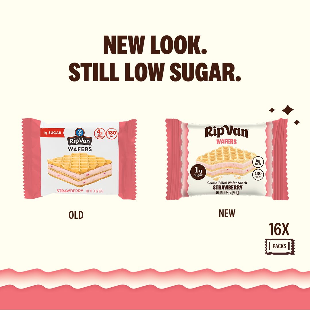 Strawberry Keto Wafer Cookies – Vegan, Non-GMO, Low Sugar (1g), Low-Calorie Snack, 16 Count
