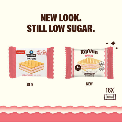 Strawberry Keto Wafer Cookies – Vegan, Non-GMO, Low Sugar (1g), Low-Calorie Snack, 16 Count