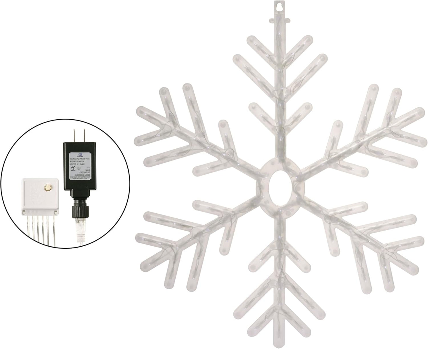 24" Snowflake Lights Decor - Indoor/Outdoor Hanging Christmas Decoration with Cool White LEDs