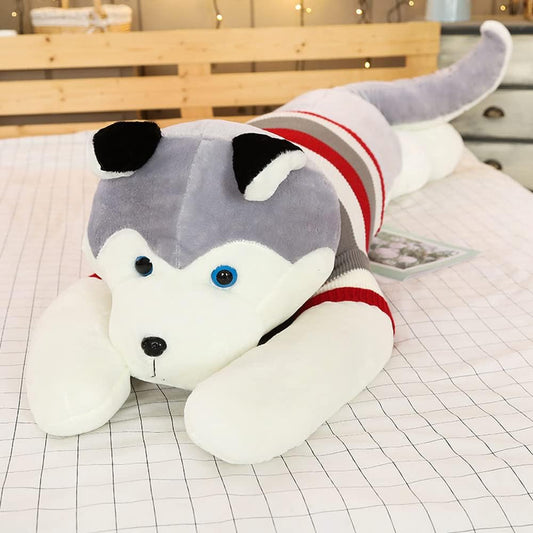 Soft Stuffed Husky Long Pillow Cartoon Animal Doll Sleeping Pillow Cushion