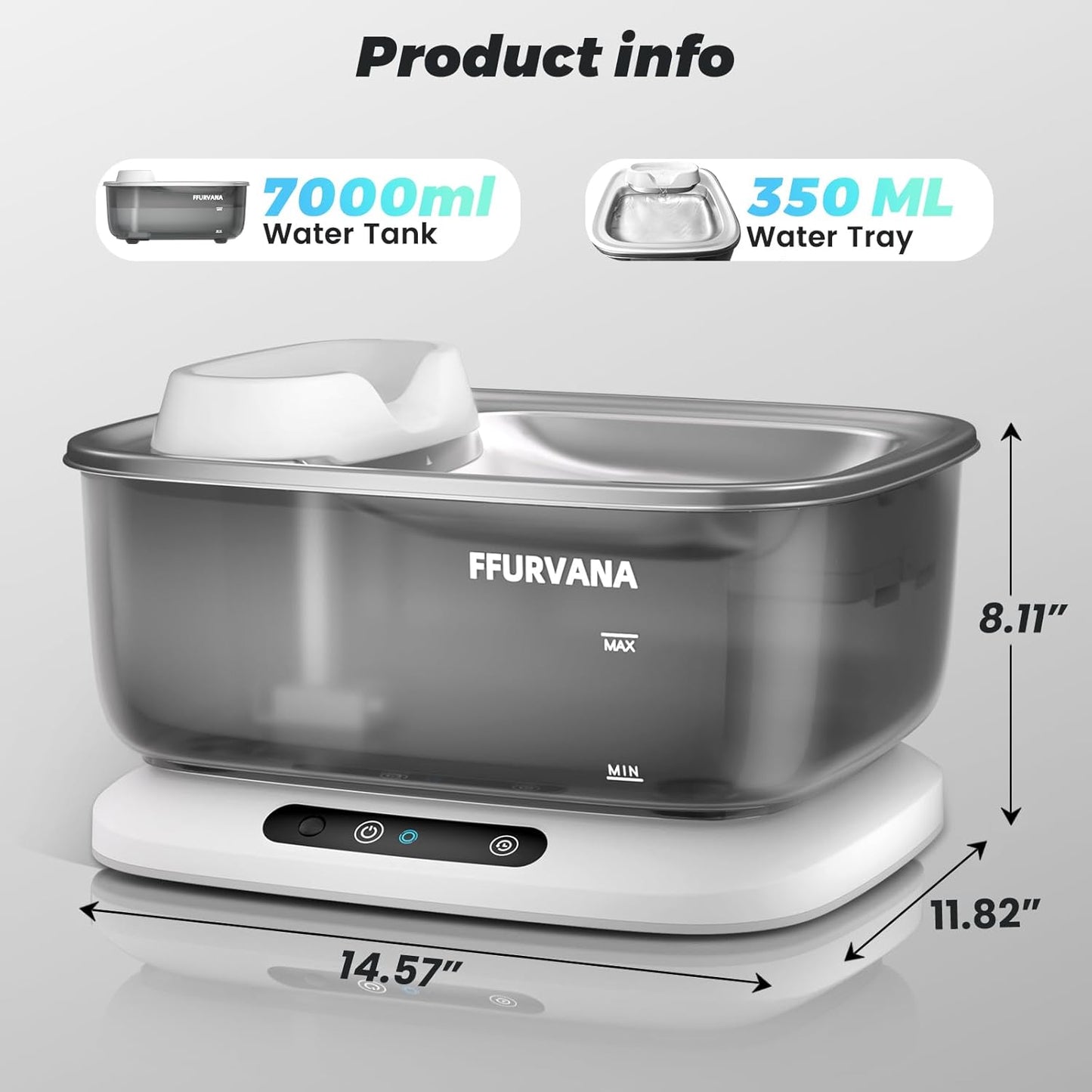 7L Smart Pet Fountain, 68-Day Battery, Quiet Design Dual Modes (Wireless & Wired) for Large Dogs and Multi-Pet Homes