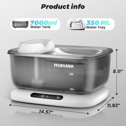 7L Smart Pet Fountain, 68-Day Battery, Quiet Design Dual Modes (Wireless & Wired) for Large Dogs and Multi-Pet Homes