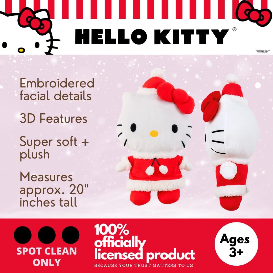 Hello Kitty Santa Holiday Cuddle Pillow Buddy - Super Soft Plush Bedding Accessory