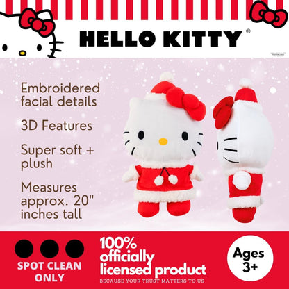 Hello Kitty Santa Holiday Cuddle Pillow Buddy - Super Soft Plush Bedding Accessory