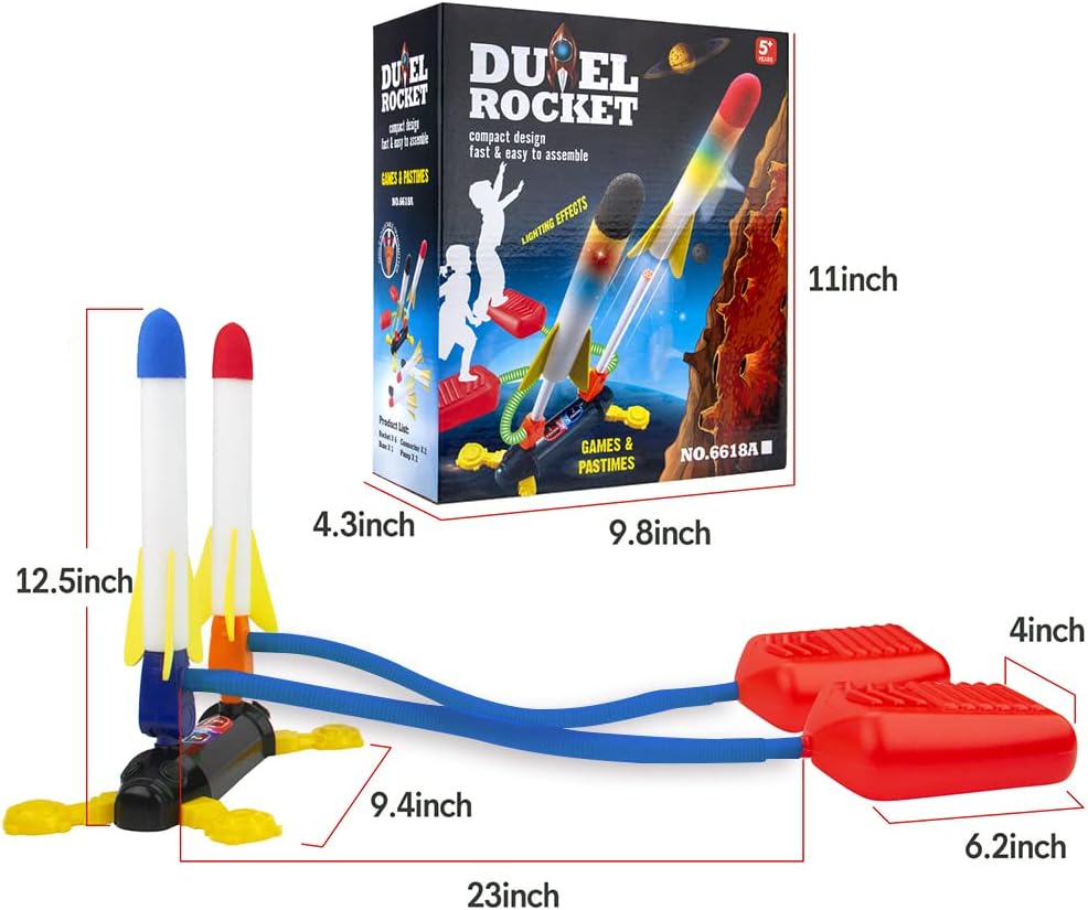 Duel Foam Rocket Launcher – Outdoor Jump Rocket Game with 8 Flashing Rockets (Ages 5–8)
