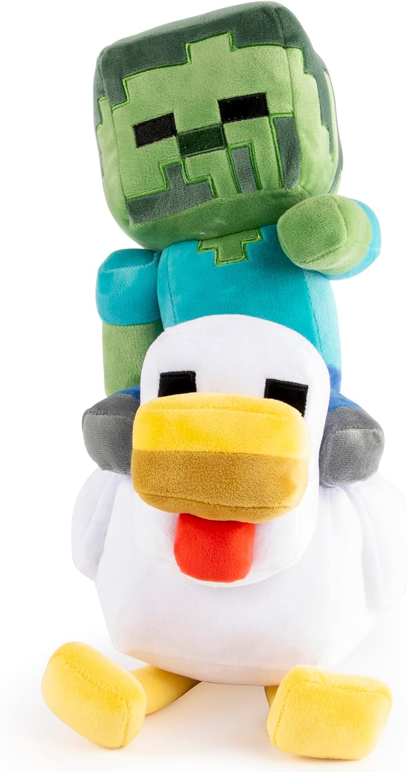 Minecraft Plush Pillow Buddy – 20" Soft Stuffed Pillow (Gray Chicken Jockey)
