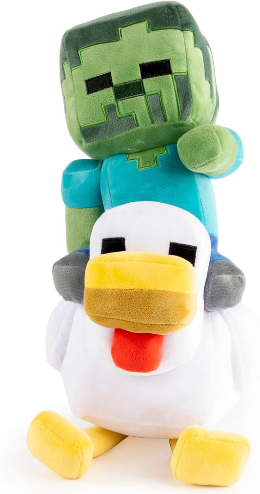 Minecraft Plush Pillow Buddy – 20" Soft Stuffed Pillow (Gray Chicken Jockey)