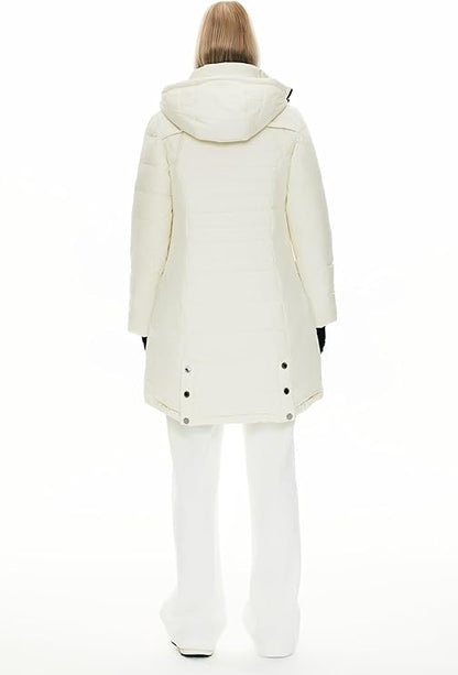 Women’s Long Hooded Down Jacket – Warm Quilted Puffer Coat, Slim Fit Winter Outerwear