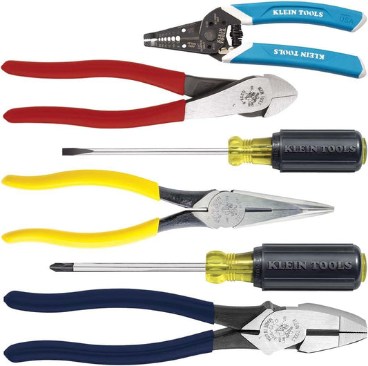 6-Piece Hand Tool Kit for Electricians: 2 Screwdrivers, 3 Pliers, Wire Stripper & Cutter