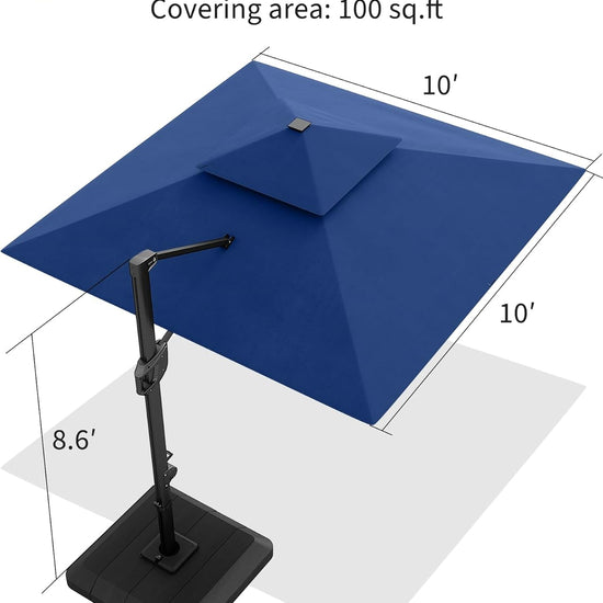 10' Heavy Duty Cantilever Patio Umbrella with Solar LED Lights