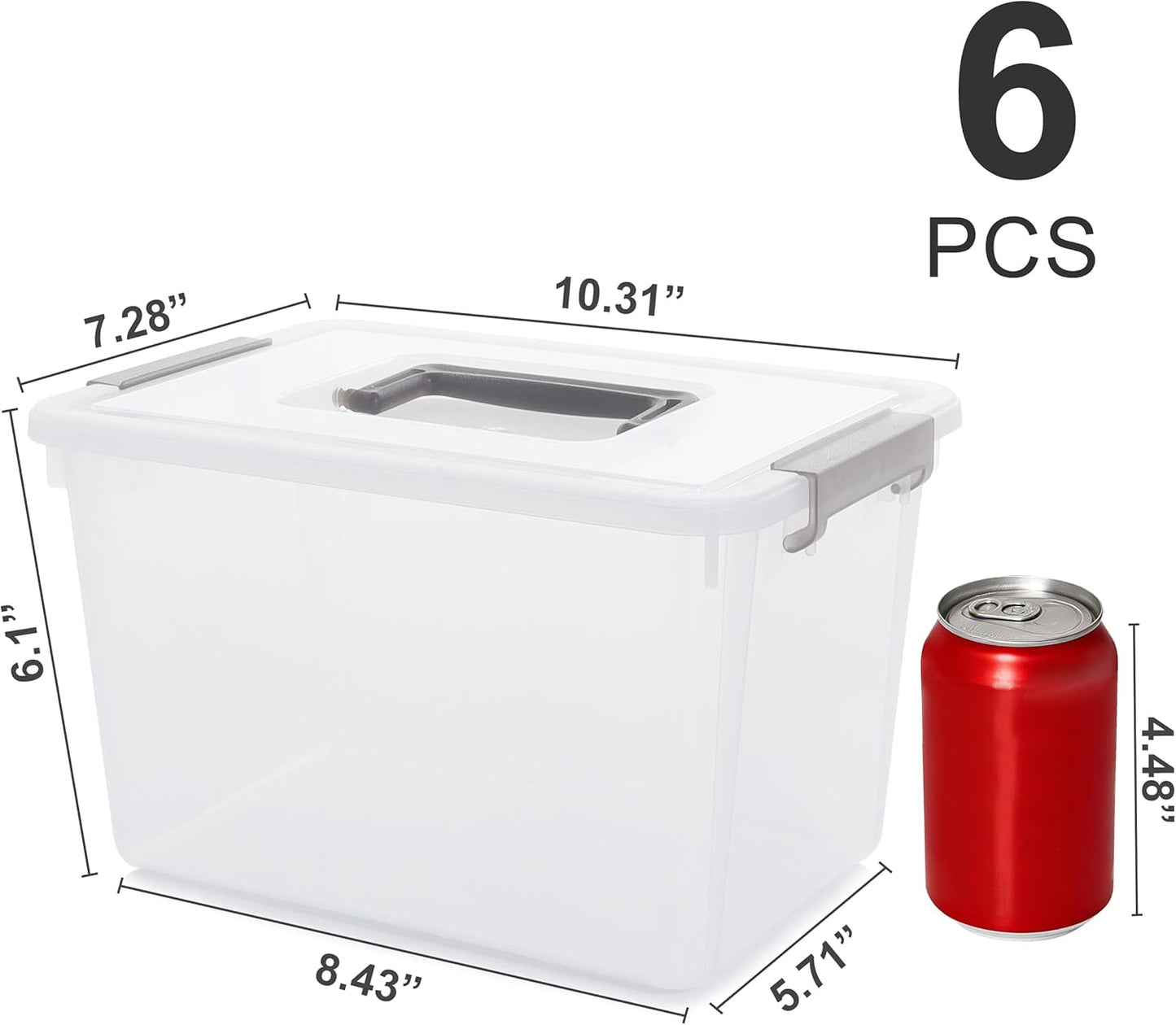 Clear Stackable Plastic Storage Bins with Latching Lids – 6 Packs, 6 QT Containers for Organizing Snacks, Crafts, and Toys