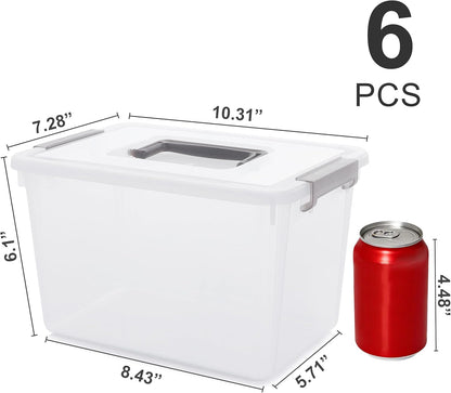 Clear Stackable Plastic Storage Bins with Latching Lids – 6 Packs, 6 QT Containers for Organizing Snacks, Crafts, and Toys