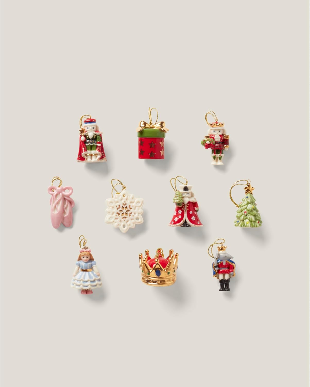 10-Piece Nutcracker Ornament Set - Vibrant Multicolor Christmas Ornaments