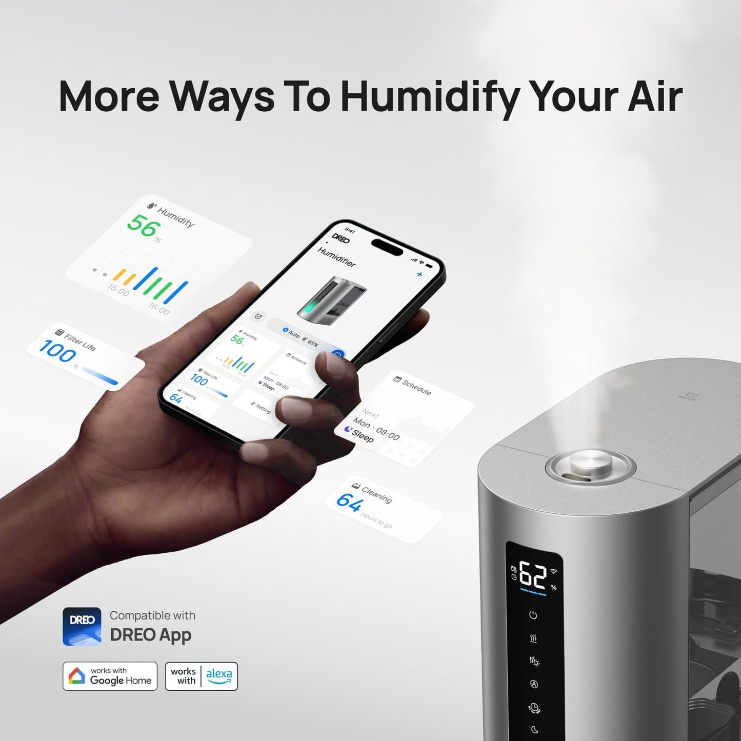 6L Smart Humidifier – Warm & Cool Mist, Quiet 60-Hour Runtime, Alexa/Google Compatible