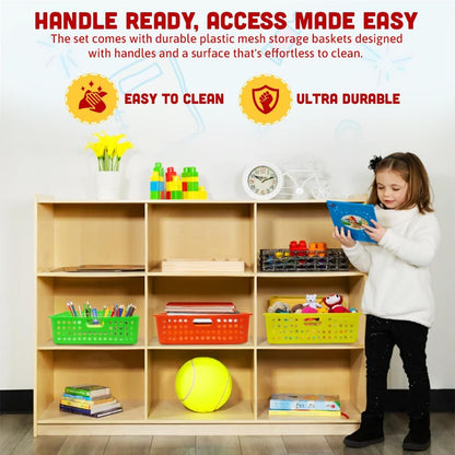 6-Pack Colorful Plastic Storage Bins - for Organizing Classroom Supplies