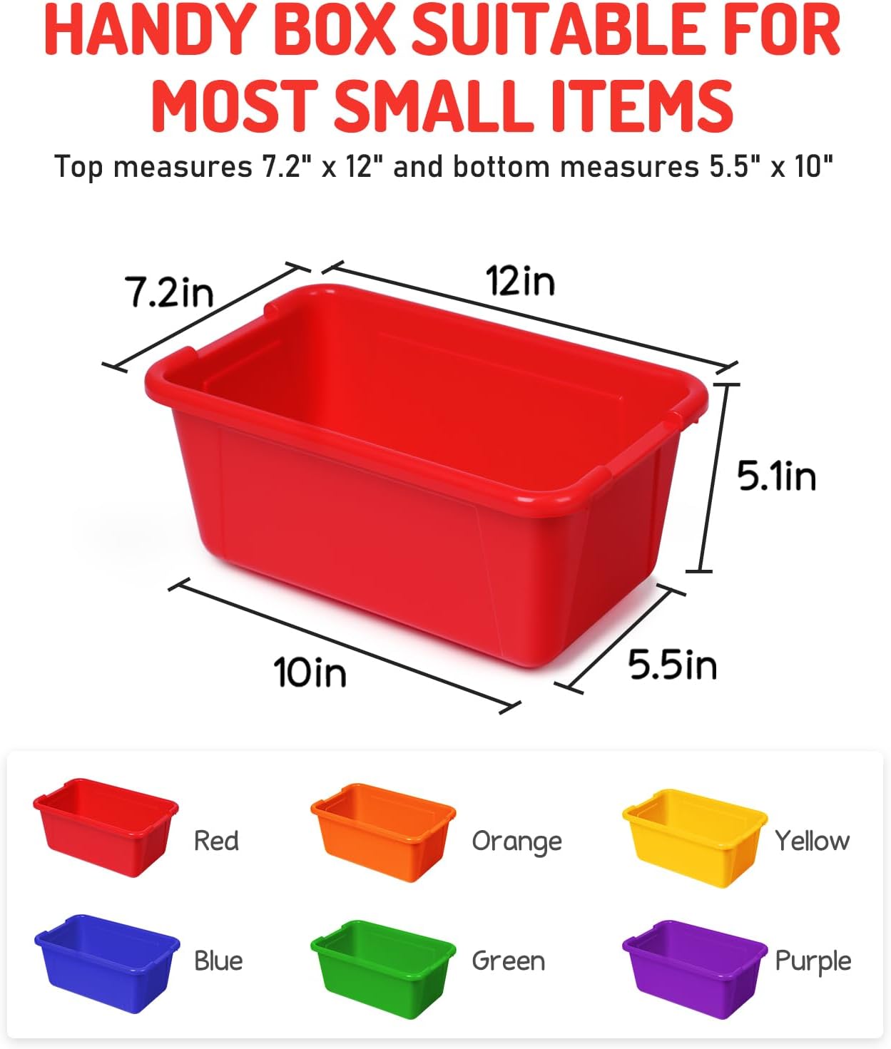 6-Pack 6-Quart Rainbow Storage Bins with Lids – Stackable Opaque Boxes for Classroom, Kids' Toys, Crafts, and STEM Tubs