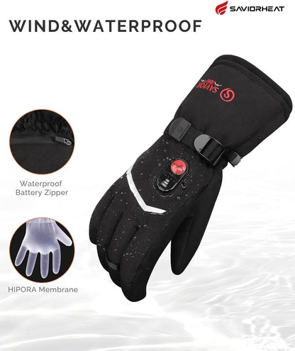 Rechargeable Heated Gloves for Men & Women – 3000mAh Waterproof Ski Gloves with 3 Heat Levels up to 150°F, Size Medium