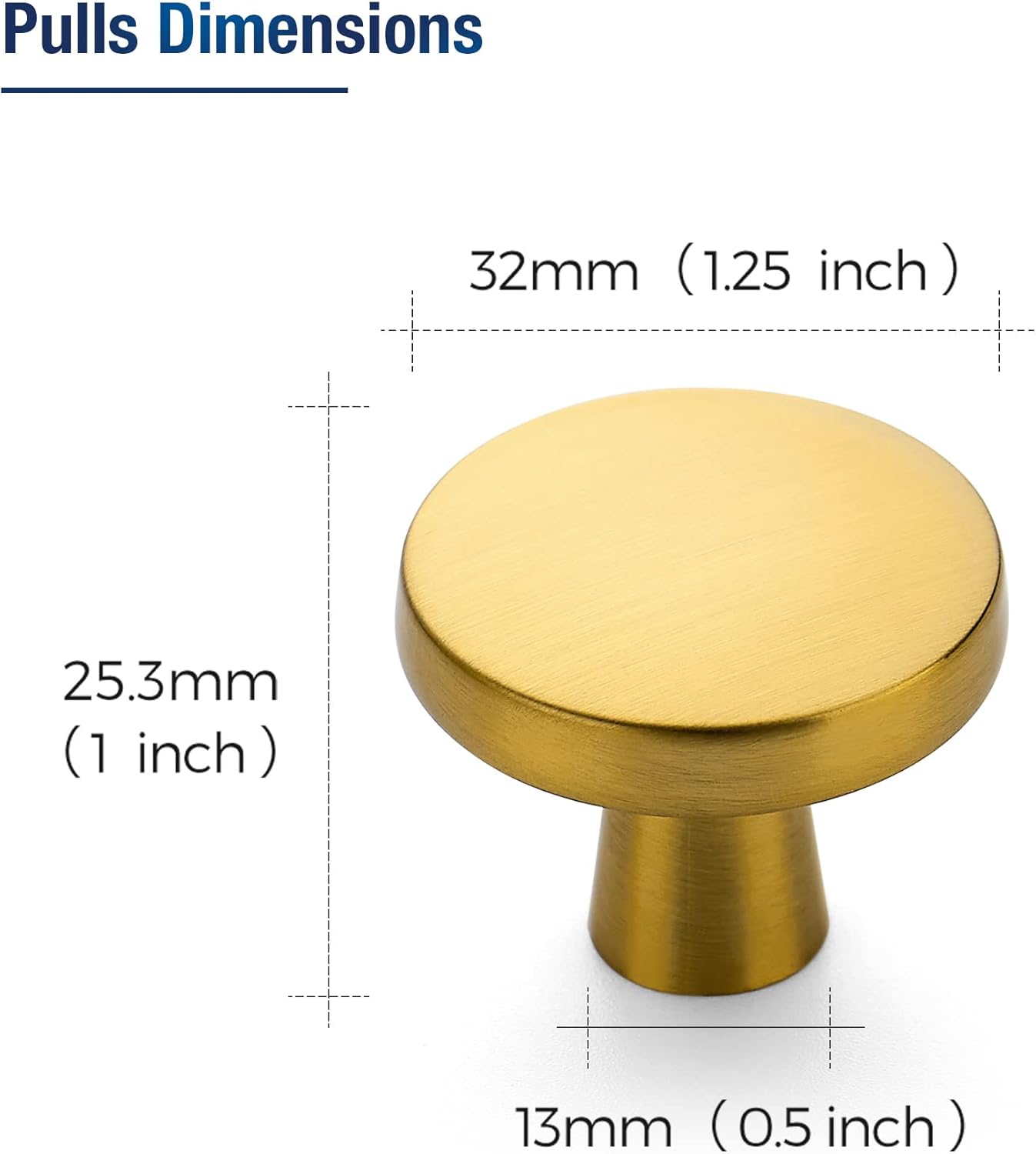 30 Pack Brushed Brass 1.25-Inch Cabinet Knobs
