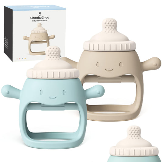 2-Pack Baby Teething Mittens – BPA-Free Silicone Anti-Drop Wrist Teethers (3+ Months)