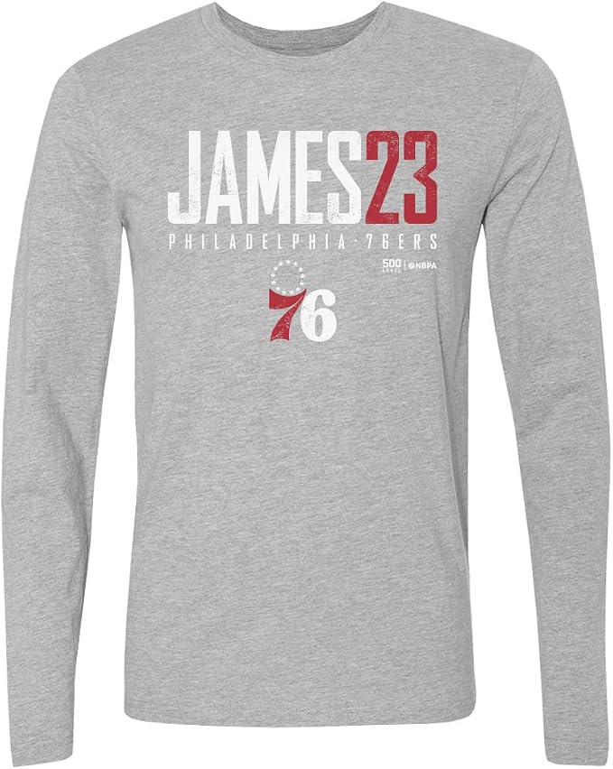 LeBron James Philadelphia 76ers Elite Men's Long Sleeve Shirt – Basketball Fan Tee in Royal Blue, Black & Gray, Sizes S–2XL