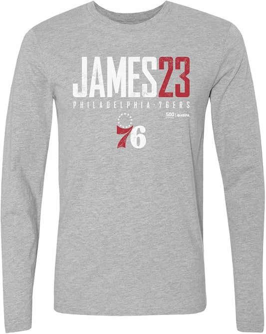LeBron James Philadelphia 76ers Elite Men's Long Sleeve Shirt – Basketball Fan Tee in Royal Blue, Black & Gray, Sizes S–2XL