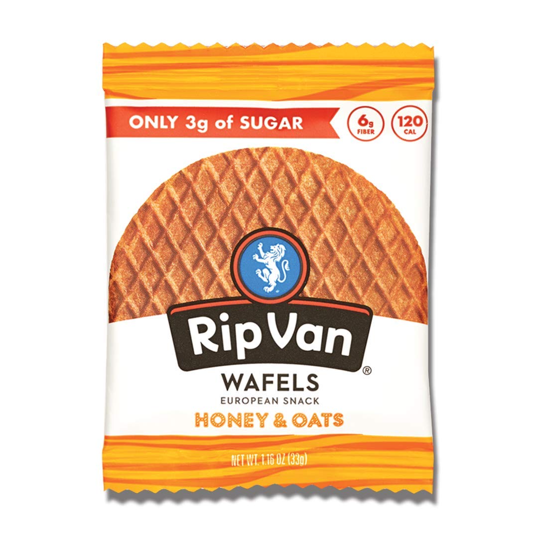 Honey & Oats Stroopwafels – Keto-Friendly, Non-GMO, Low Sugar (3g), Low-Calorie Snack, 48 Pack