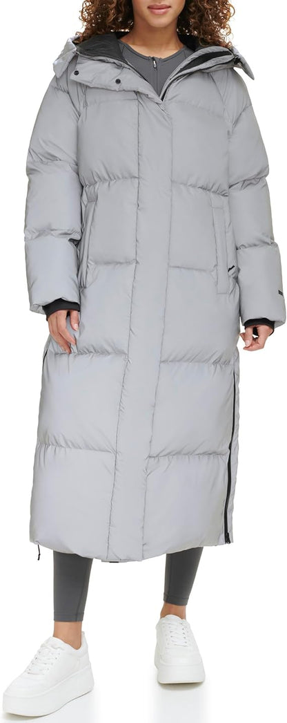 Womens Extra Long Parka Jacket, Medium Gray