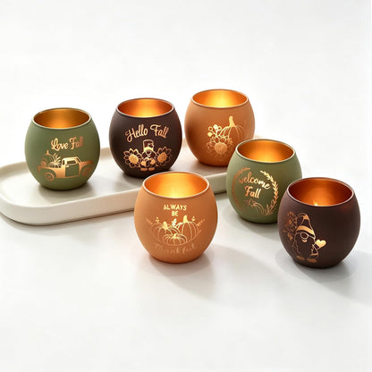 12-Piece Fall Candle Holder Set – Thanksgiving Table Centerpiece Decorations for Autumn Home Décor