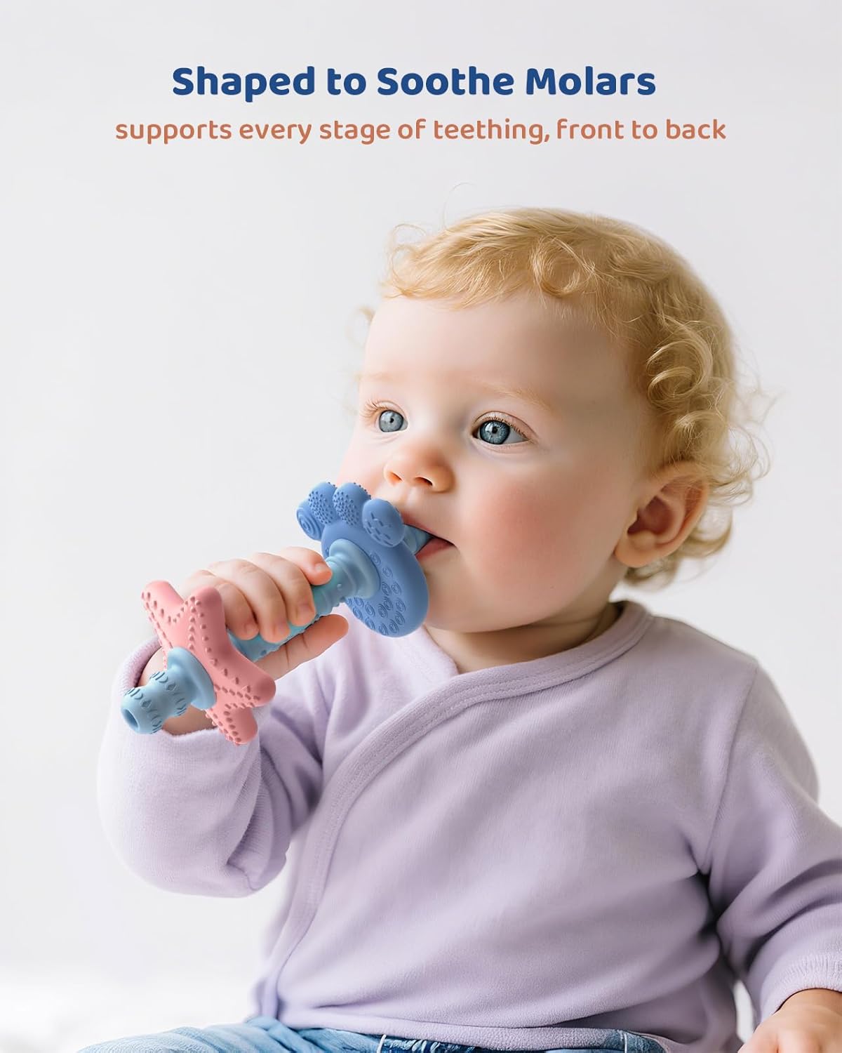 SeaBite Baby Silicone Tube Teether – BPA-Free Sensory Teething Relief (3–12 Months)
