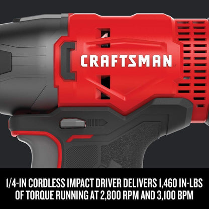 Cordless Drill & Impact Driver Combo Kit with 2 Batteries & Charger