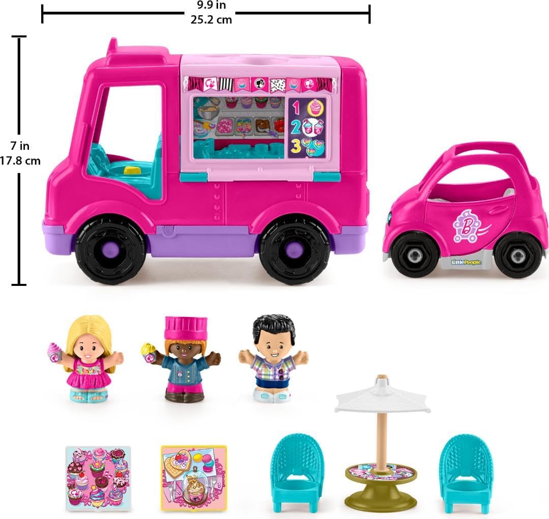 Little People Barbie Cupcake Truck – Musical Toddler Playset with 9 Pieces (18+ Months)