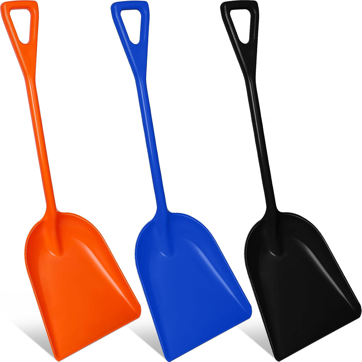 3-Piece Large Plastic Snow Shovel Set – Multicolor Heavy-Duty Scoop Shovels for Winter Snow Removal