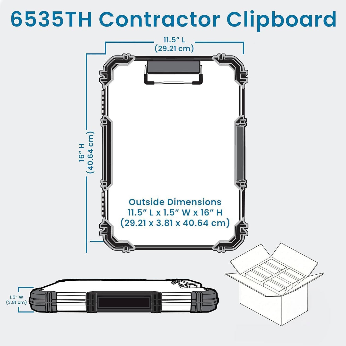 Heavy-Duty Contractor Clipboard Document Holder, Portable Storage Organizer for Papers, Receipts & Forms | Office, School & Jobsite Use, Grey