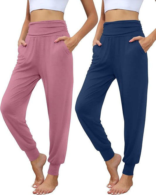 2-Pack Women’s Yoga Joggers – High-Waisted, Comfy Lounge Sweatpants with Pockets