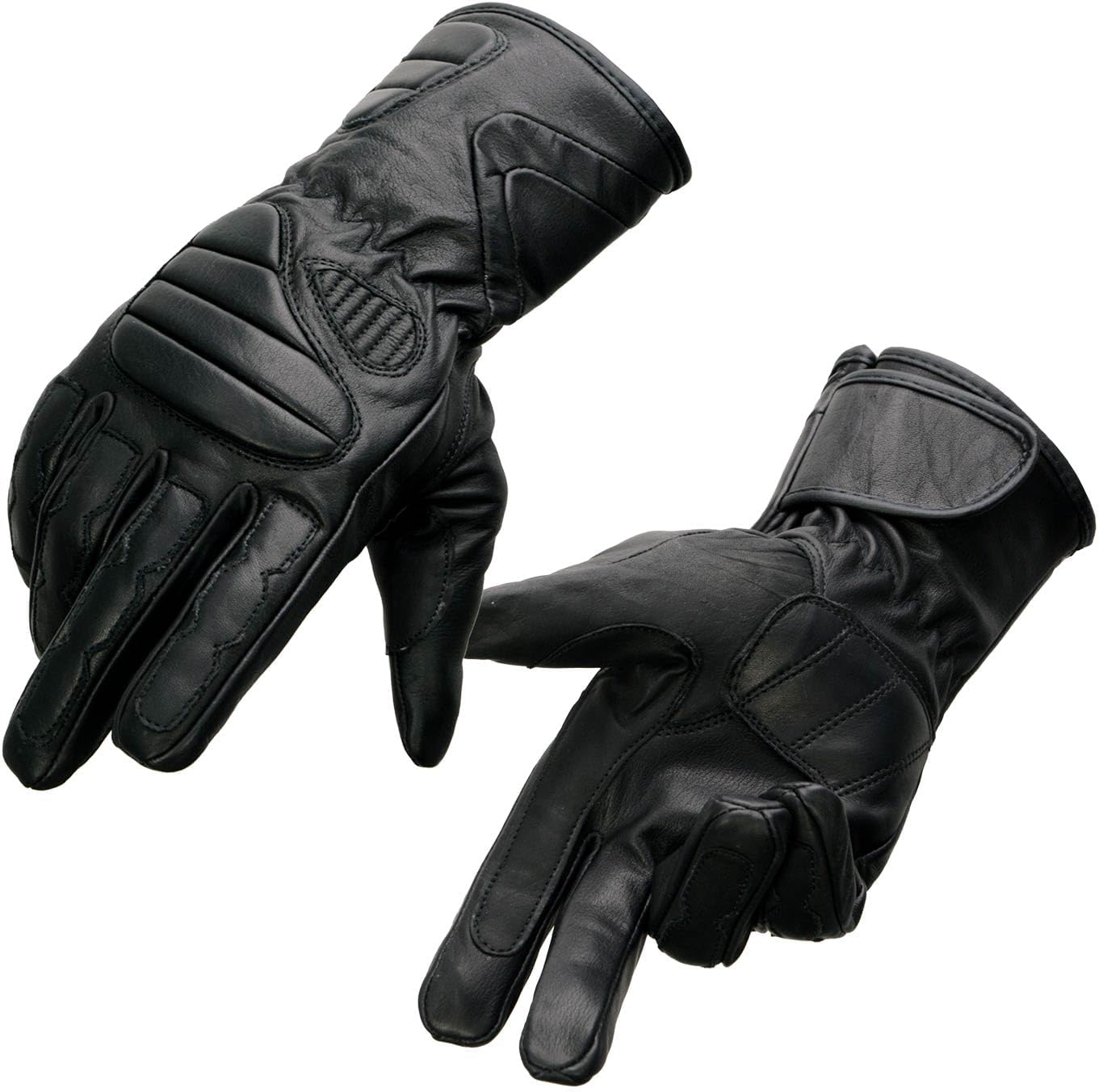 SH451 Men's Black Leather Racing Gloves with Padding