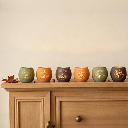 12-Piece Fall Candle Holder Set – Thanksgiving Table Centerpiece Decorations for Autumn Home Décor