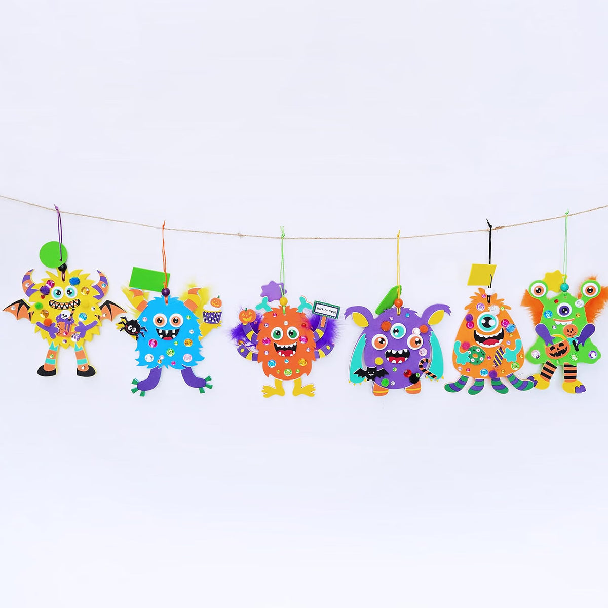 24-Set Halloween Monster Craft Kit for Kids – DIY Foam Ornament Art Activity, Classroom Project & Party Favors