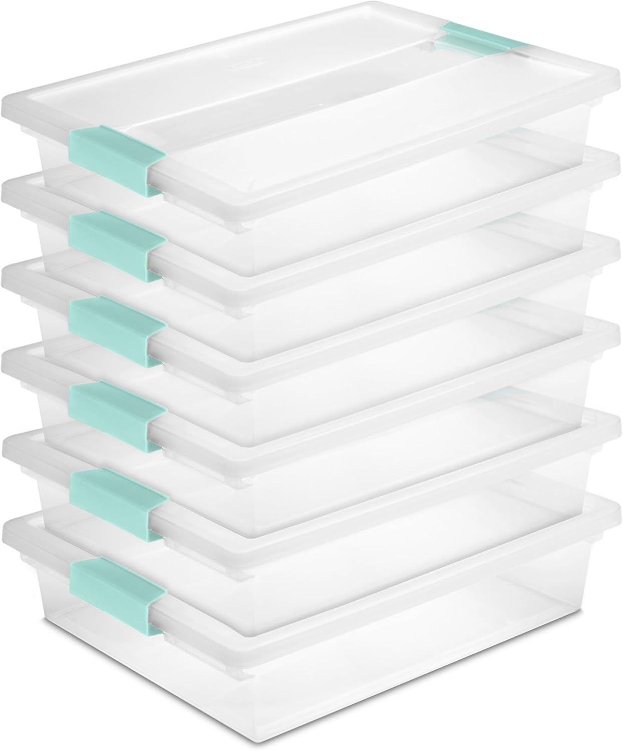 6-Pack Clip Boxes - Stackable Clear Plastic Storage Bins with Latching Lids for Arts, Crafts, and Office Organization