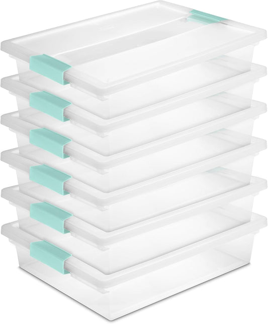 6-Pack Clip Boxes - Stackable Clear Plastic Storage Bins with Latching Lids for Arts, Crafts, and Office Organization