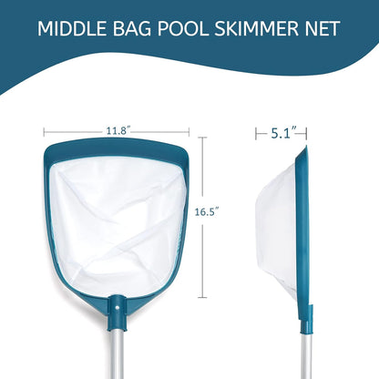 Telescopic Leaf Skimmer with Adjustable Aluminum Pole and Fine Nylon Mesh for Pools and Spas